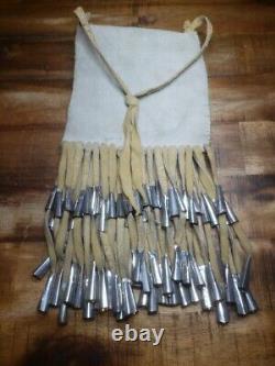 Native American Strike a lite Beaded Bag, Tin Cones, Fringe. Butterfly Design