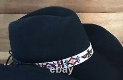 Native American Style Handmade Beaded Leather Hatband w Thunderbird and Gemstone