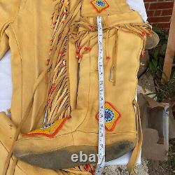 Native American Tribal Suit Size Small Medium Leather Handmade Unique Beaded