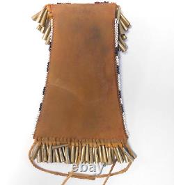 Native American Vintage Kiowa Strike A Light Bag Beaded With Tin Cones