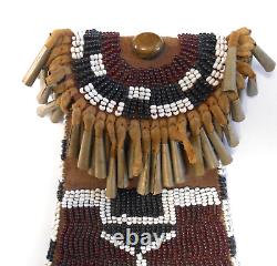 Native American Vintage Kiowa Strike A Light Bag Beaded With Tin Cones