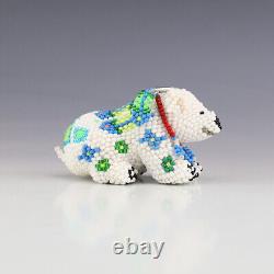 Native American Zuni Beaded Polar Bear By Denise & Faron Gchachu