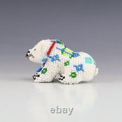 Native American Zuni Beaded Polar Bear By Denise & Faron Gchachu