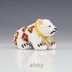 Native American Zuni Beaded Polar Bear By Denise & Faron Gchachu