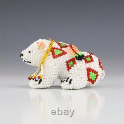 Native American Zuni Beaded Polar Bear By Denise & Faron Gchachu