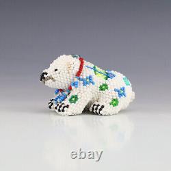 Native American Zuni Beaded Polar Bear By Denise & Faron Gchachu