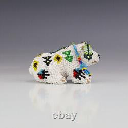 Native American Zuni Beaded Polar Bear By Denise & Faron Gchachu