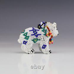 Native American Zuni Beaded Polar Bear By Denise & Faron Gchachu