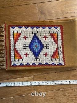 Native American beaded leather Tobacco or medicine bag