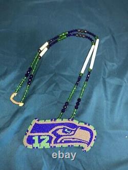 Native Bead work Seattle Seahawks 12th Man Team Necklace