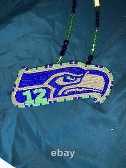 Native Bead work Seattle Seahawks 12th Man Team Necklace