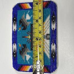 Navajo Leather Beaded Belt Buckle US Native American Hand Crafted Cut Beads