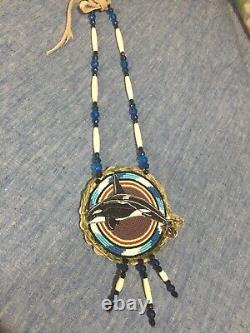 Orca Native American Beaded whale medallion pow wow regalia Native beadwork