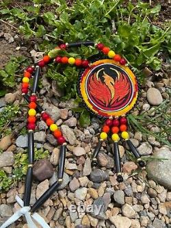 Phoenix Beaded Medallion Native American Made pow wow regalia Native Beadwork