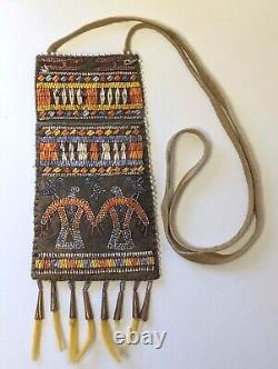 Porcupine Quilled Leather Copper Tassel Medicine Bag Tom Gifford Native American