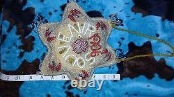 RARE Antique Native American 1906 Indian Iroquois Heavily Beaded PILLOW Beadwork