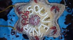 RARE Antique Native American 1906 Indian Iroquois Heavily Beaded PILLOW Beadwork