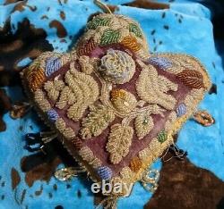 RARE Antique Native American Indian Iroquois Heavily Beaded PILLOW Beadwork