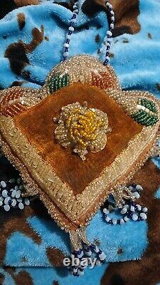 RARE Antique Native American Indian Iroquois Heavily Beaded PILLOW Beadwork