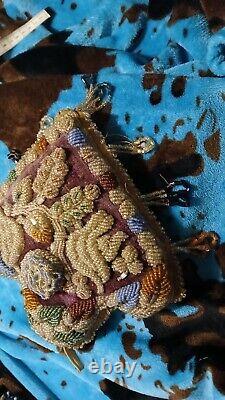 RARE Antique Native American Indian Iroquois Heavily Beaded PILLOW Beadwork