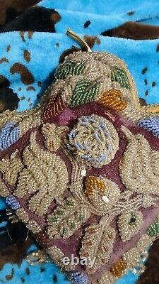 RARE Antique Native American Indian Iroquois Heavily Beaded PILLOW Beadwork