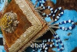 RARE Antique Native American Indian Iroquois Heavily Beaded PILLOW Beadwork