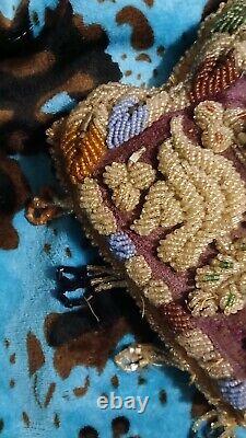 RARE Antique Native American Indian Iroquois Heavily Beaded PILLOW Beadwork