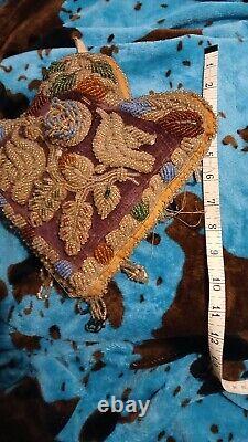 RARE Antique Native American Indian Iroquois Heavily Beaded PILLOW Beadwork