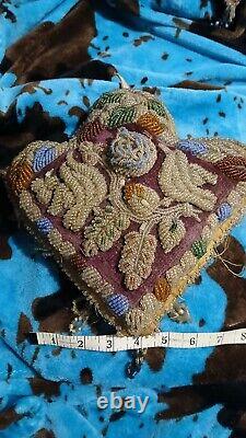 RARE Antique Native American Indian Iroquois Heavily Beaded PILLOW Beadwork