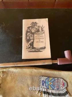 RARE Vintage Native American 12 tobacco pipe with bag & book