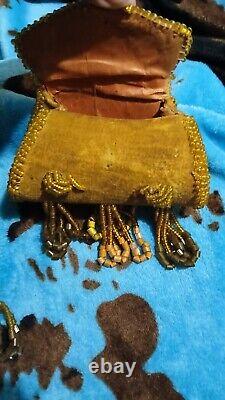 Rare Antique Native American Beaded Whimsy Wall Pocket