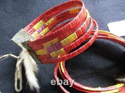 Rare Ceremonial Quilled Leg Bands Native American Ankle Bracelets Sd-042307604