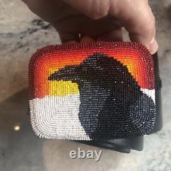 Rare Marcus Amerman Native American Art Choctaw Artist Crow Beaded Belt Buckle