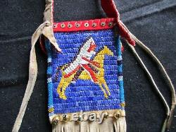 Rare! Native American Quilled Leather Medicine Bag, Tobacco Pouch Sd-042307311