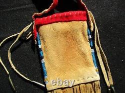 Rare! Native American Quilled Leather Medicine Bag, Tobacco Pouch Sd-042307311