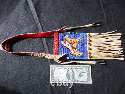 Rare! Native American Quilled Leather Medicine Bag, Tobacco Pouch Sd-042307311