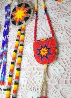 Small Lot Of Native American Peyote Stitched Items Gently Used Condition