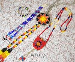 Small Lot Of Native American Peyote Stitched Items Gently Used Condition