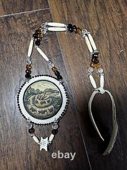 Snake medallion native american beadwork pow wow native made Vertebrae