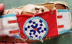 VINTAGE NATIVE AMERICAN PLAINS INDIAN BEADED DRUM With GREAT BEADWORK tuvi