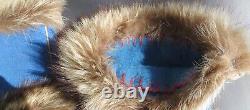 VTG. HANDMADE BEADED LEATHER & FELT CANADIAN Native American MITTS FUR TRIM