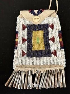 VTG early 1920's Beaded Native American Indian Strike-a-lite Bag Pouch Leather