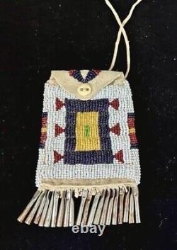 VTG early 1920's Beaded Native American Indian Strike-a-lite Bag Pouch Leather