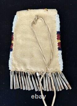 VTG early 1920's Beaded Native American Indian Strike-a-lite Bag Pouch Leather