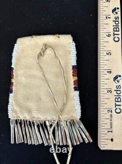 VTG early 1920's Beaded Native American Indian Strike-a-lite Bag Pouch Leather