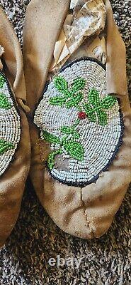 Vintage Beaded Osage Indian Mocassins Native American 10.5