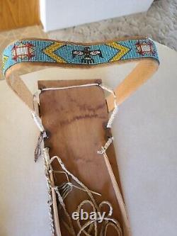 Vintage CHIPPEWA Native American Indian Wood Papoose Cradleboard