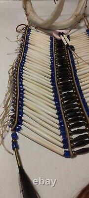Vintage Hand Made Native American Bone and Bead Breast Plate