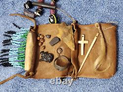 Vintage Leather beaded Native American or Mountain Man Medicine / Poke bag pouch