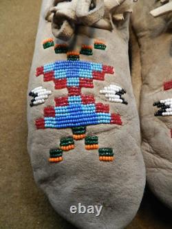 Vintage, Native American, Adult, Low Cut, Beaded Mocassins